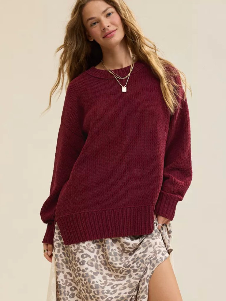 Aerie Like Candy Burgundy Crew Sweater - M